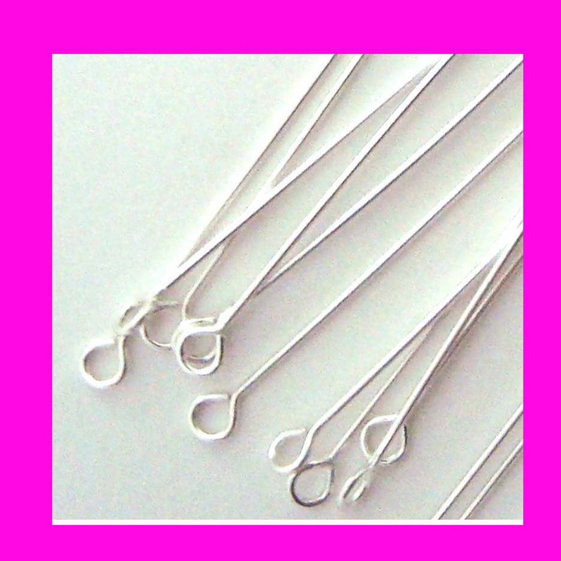 22 gauge 2 inches sterling silver eye head loop pin headpins F65