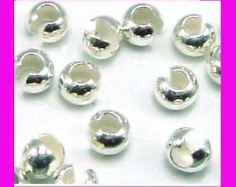 3mm 4mm 5mm solid 925 sterling Silver round crimp bead cover gap filler F36 F37 F38