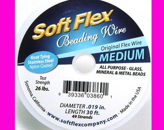 Fino Medio Pesado Suave Flex acero inoxidable recubierto de alambre de cuentas Flex .014 .019 .024 en 30 pies en acero inoxidable o color balck