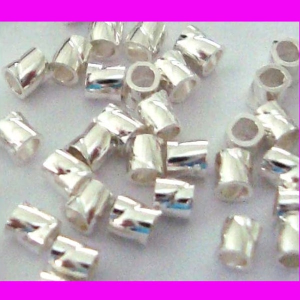 2mm x 2mm,  2mm x 3mm Sterling Silver twisted crimp bead cut tube spacer F41 F42