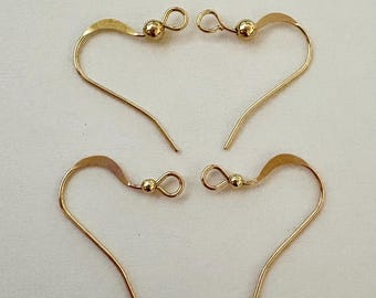 Gancho francés relleno de oro de 14 k con alambre para aretes y cuentas de 2 mm o 3 mm (10-20 piezas) GE11 GE23