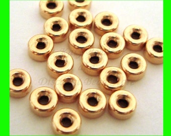 Separadores de cuentas de ábaco planas, rueda y donut redondos brillantes sin costuras rellenos de oro amarillo de 14 k de 3 mm, 4 mm, 5 mm y 6 mm GB33, GB34, GB35 y GB36