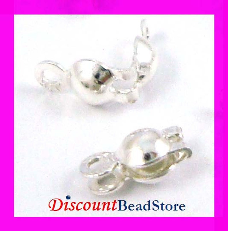925 Sterling Silver Crimp Bead Tip Knot Cover With 2 Loops or Etsy