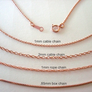 14k ROSE Gold Filled cable rope box chain Necklace finish chain with clasp 16&quot; 18&quot; custom up to 36 inches  made in USA
