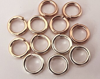 10mm 14 gauge 14k yellow or rose gold filled, sterling silver open jump rings charm pendant connector R49 Gr22 rr10