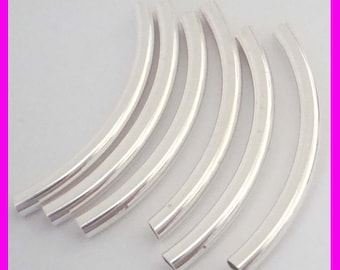 3mm x 38mm, 35mm, 69mm Sterling Silver curve liquid tube moon shape arch eblow spacer S338 S334 S335 S369