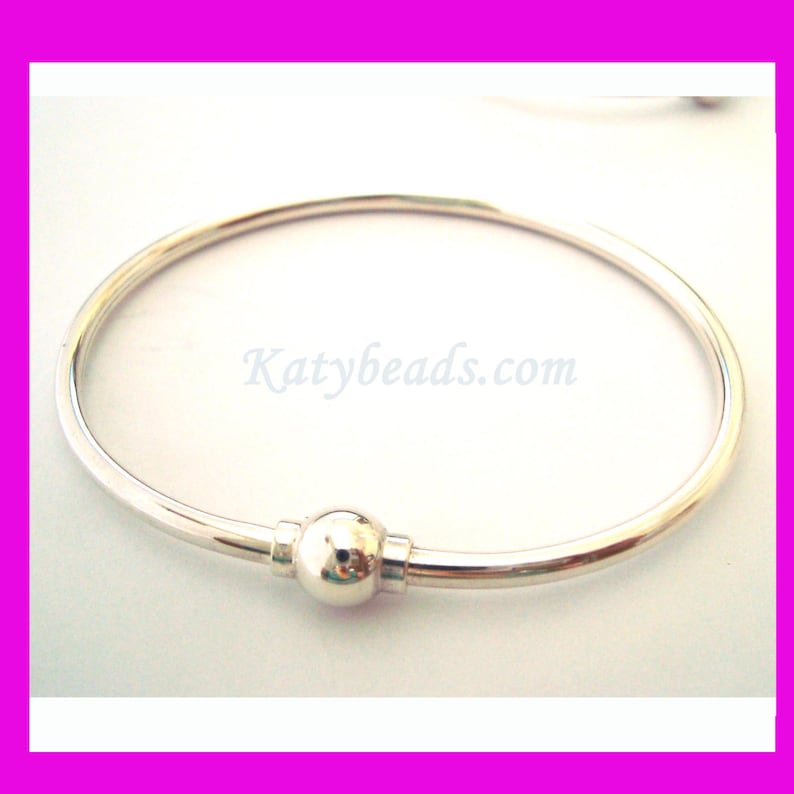 925 Silver Removable Ends 7/" Sterling Silver Charm Cuff Bangle Bracelet