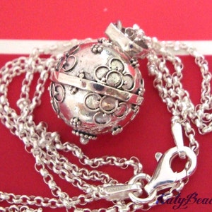 14mm Sterling Silver Harmony Ball Pendant with or without 1.5mm rolo chain necklace  hm36