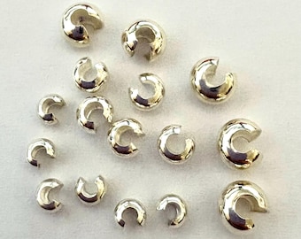 Cuentas de engarce redondas de plata esterlina 925 maciza de 3 mm, 4 mm y 5 mm para cubrir huecos F36 F37 F38
