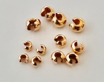 3MM 4MM  5MM 14k Yellow gold filled crimp bead cover round bead cover up to 2mm 3mm crimp bead GF03 gf04 GF05