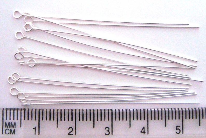 22 gauge 2 inches sterling silver eye head loop pin headpins F65