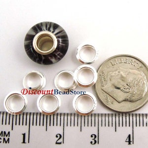 5mm 925 Sterling Silver Rivet Grommet Eyelets for large hole Lampwork Beads f95 image 2
