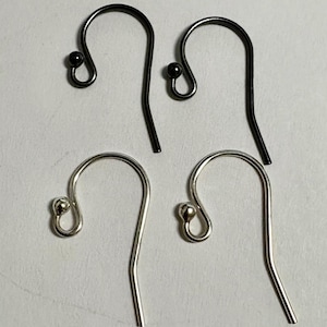 10pcs strong oxidized black  or bright sterling silver 925 stamped Sterling Silver ball french hook earring ear wire EarWires  E30
