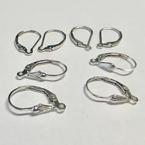 plain bright solid 925 Sterling Silver interchangeable, plain with loop, shell Leverback lever back Earring Ear Wires E09 E05 E27