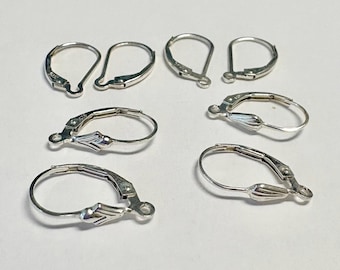 Pendientes de plata de ley 925 maciza, lisos, brillantes, intercambiables, lisos con aro, concha, cierre de palanca, alambres para pendientes E09 E05 E27