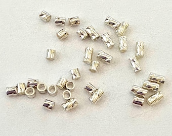 2mm x 2mm,  2mm x 3mm Sterling Silver twisted crimp bead cut tube spacer F41 F42
