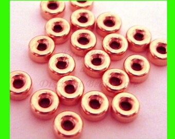 3mm 4mm, 5mm 6mm 14k ROSE gold filled seamless shiny roundel donut, wheel, flat abacus  bead spacers RB33 Rb34 Rb35 Rb36 Rb38
