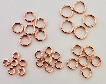 3mm, 3.5mm, 4.5mm, 5mm, 6mm 20.5 gauge 14k ROSE gold filled open round jump rings charm connector RR03