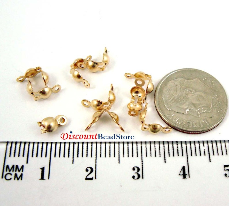 14k gold filled crimp bead tip knot cover with 2 rings Etsy