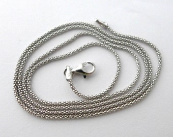 light weight 925 oxidized (Rhodium Plating) Sterling Silver 1.4mm Pop Corn Popcorn chain Necklace w/ clasp 16 20 24 30 inches