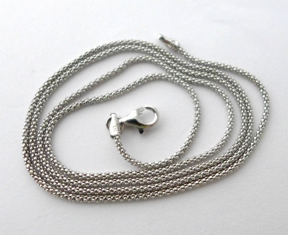 2.5mm 925 Sterling Silver PopCorn Chain Necklace - Rhodium Finish, Made In Italy (Multiple Lengths)-491319
