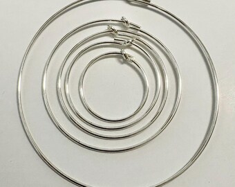 15mm 25mm 30mm 45mm 925 Sterling Silver round hoop earrings EarWires beading hoop ear wires  E56