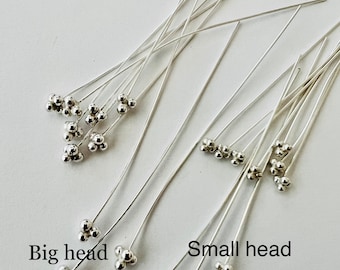 24 gauge Sterling Silver 4-Ball End Headpins head pin  - 2.3 inches F15-special 26 gauge coil flower head F61