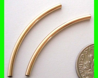 3mm x 25mm, 30mm, 38mm 14k geel goud gevuld kromme buis elleboog vloeibare maan boog gebogen voor ketting armband GS325 GS330 GS338