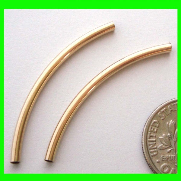 3mm x 25mm, 30mm, 38mm 14k yellow Gold Filled curve tube elbow liquid moon arch curved for necklace bracelet GS325 GS330 GS338