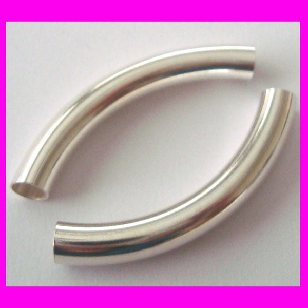 5mm x 35mm, 38mm Sterling Silver Bangle Curve Arch plain Tube Bead Spacer for bracelet S538 S535