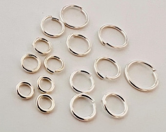 Anillos de salto abiertos de plata esterlina 925 sólida, calibre 18, 5 mm, 6 mm, 7 mm, 8 mm, 10 mm, redondos, accesorios de conector R55 R56 R57 R58