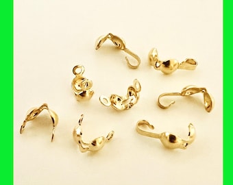 Nudo de punta de cuenta de engarce relleno de oro de 14 k de 3,2 mm y 4 mm, cubierta, casquete con 1 o 2 anillos, concha GF19 GF20