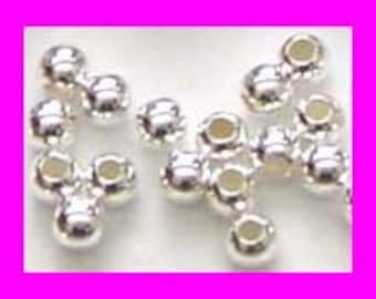 Cuentas espaciadoras redondas de plata de ley 925 brillante de 2 mm y 3 mm con costura S32 y S31