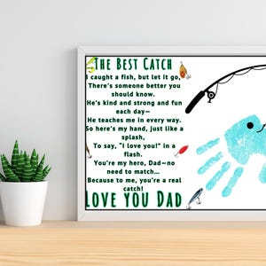 Manualidad con huella de mano para el Día del Padre: ¡Eres un pez gordo!, regalo del Día del Padre, tarjeta del Día del Padre, PNG del Día del Padre, huella de mano para preescolar, papás pescando
