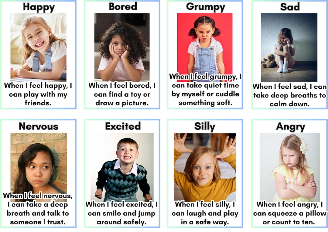 Kids Emotion Flashcards – 32 Printable Feelings Cards (digital Download ...