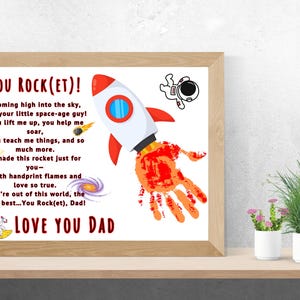 Handafdruk nieuwe vader, verjaardagskaart, You Rocket, cadeau handafdruk, kaart eerste keer vader, handafdruk peuter, handafdruk vader raket, papa