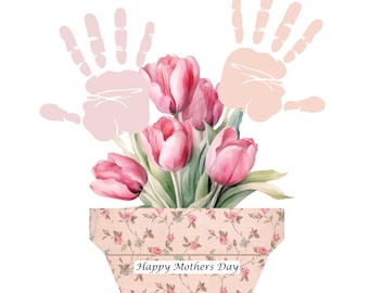 Handprint Flower Pot Card, Mother's Day Keepsake (Digital Download)