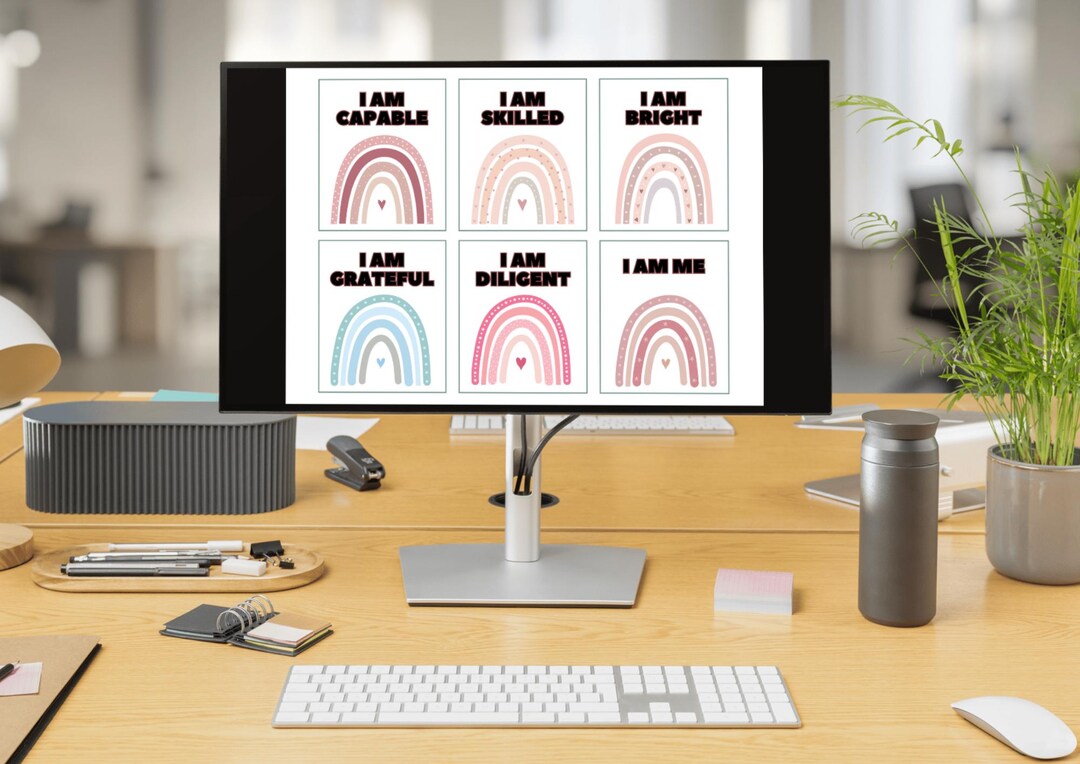 Boho Rainbow Affirmation Card Set, Printable Affirmations for Kids ...