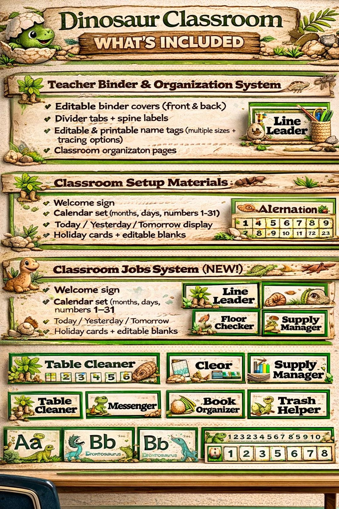 Launch Special Price -dinosaur Classroom Mega Bundle, Editable and ...