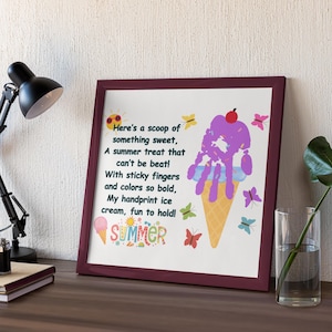 Ice Cream Handprint Craft, ice cream handprint crafts, Printable Summer Keepsake for Kids,Summer Kids Craft, Art Activity,Childcare Crafts