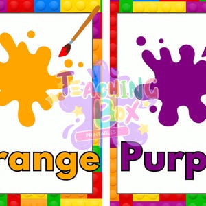 Flashcards coloridos | 18 cores brilhantes e divertidas para crianças | Aprendizagem pré-escolar e infantil para impressão, pintado, creche, sala de aula