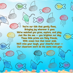 Miss You oceaanvingerafdruk, afdrukbaar oceaanaandenken, afscheidscadeau, oceaanhandafdruk, cadeau leraar, cadeau laatste dag, kinderdagverblijf, ik mis je