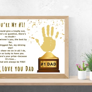 Vader Keepsake Craft, handafdrukkaart, trofee, Vaderdagcadeau, Vaderdagkaart, handafdrukkunst voor vader, handafdruk vader, trofee vaders handafdruk