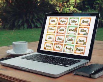 Etiquetas de nombre de otoño, etiquetas editables para el aula (descarga digital)