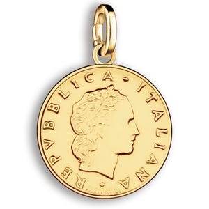 Genuine Italian 50 Lire coin charm | vintage gold-plated 925 Silver medallion | collectible coin pendant | Italy heritage gift | God of Fire