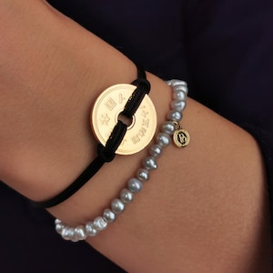 Good Luck Coin Bracelet | Black String Thread with Lucky Japan Coin 5 Yen | 18k gold plated Fortune Wealth &  protection wristband