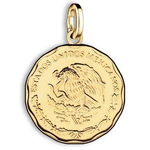 925 Sterling Silver Mexican Coin Charm: Eagle & Snake Heritage Pendant