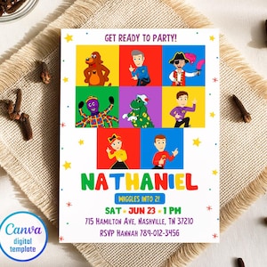 Printable Wiggles Birthday invite, Wiggle Birthday invitation, editable music invitation, Wiggles Car Birthday Party