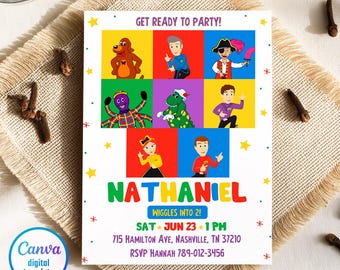Printable Wiggles Birthday invite, Wiggle Birthday invitation, editable music invitation, Wiggles Car Birthday Party