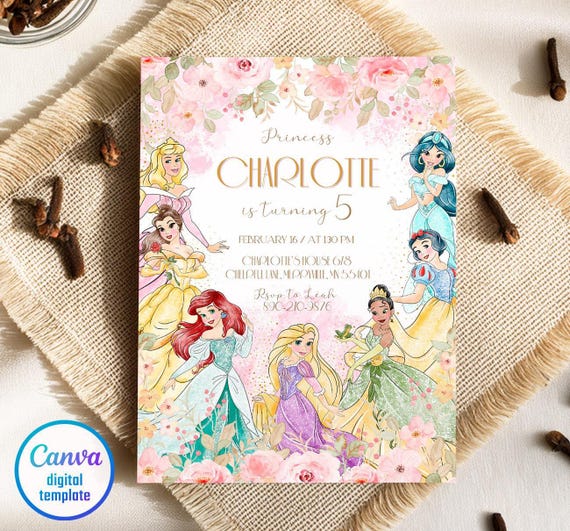 Princess birthday invitation, girl editable invite template, printable Castle invitation, Once Upon A Time Royal Party, instant download